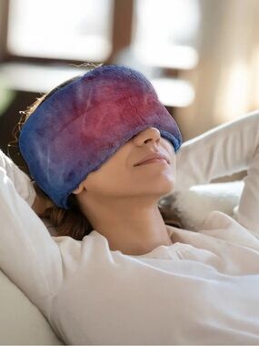 Plush Tie-Dye Sleep Mask for Women - Blue  - A4